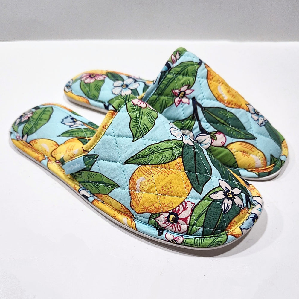 Vera Bradley Lemon Grove Travel Slippers Womens Medium 7-8 Slip on Mules Comfort -A9-0576