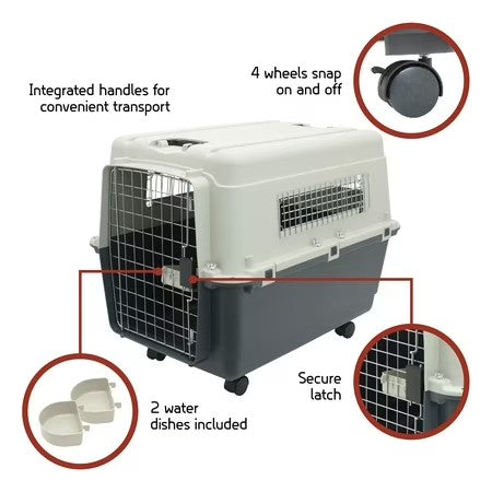 SportPet Designs Airline Approved Plastic Dog Kennel with Wheels, Large - A5 - 442