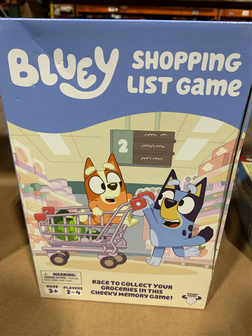 Bluey Shopping List Game, Join Bluey, Bingo, Bandit & Chilli On a Fun Supermarket Adventure, Race To Fill Your Trolley In This Fun Memory and Matching Game, 2-4 players, Ages 3+ -F7-0090