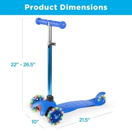 Best Choice Products Kids Mini Kick Scooter Toy w/ Light-Up Wheels and Height Adjustable T-Bar - Blue 1733