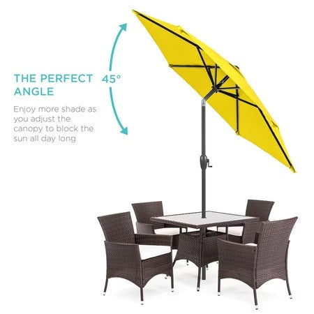 Best Choice Products 7.5ft Heavy-Duty Outdoor Market Patio Umbrella w/ Push Button Tilt, Easy Crank - Yellow -F3-1973