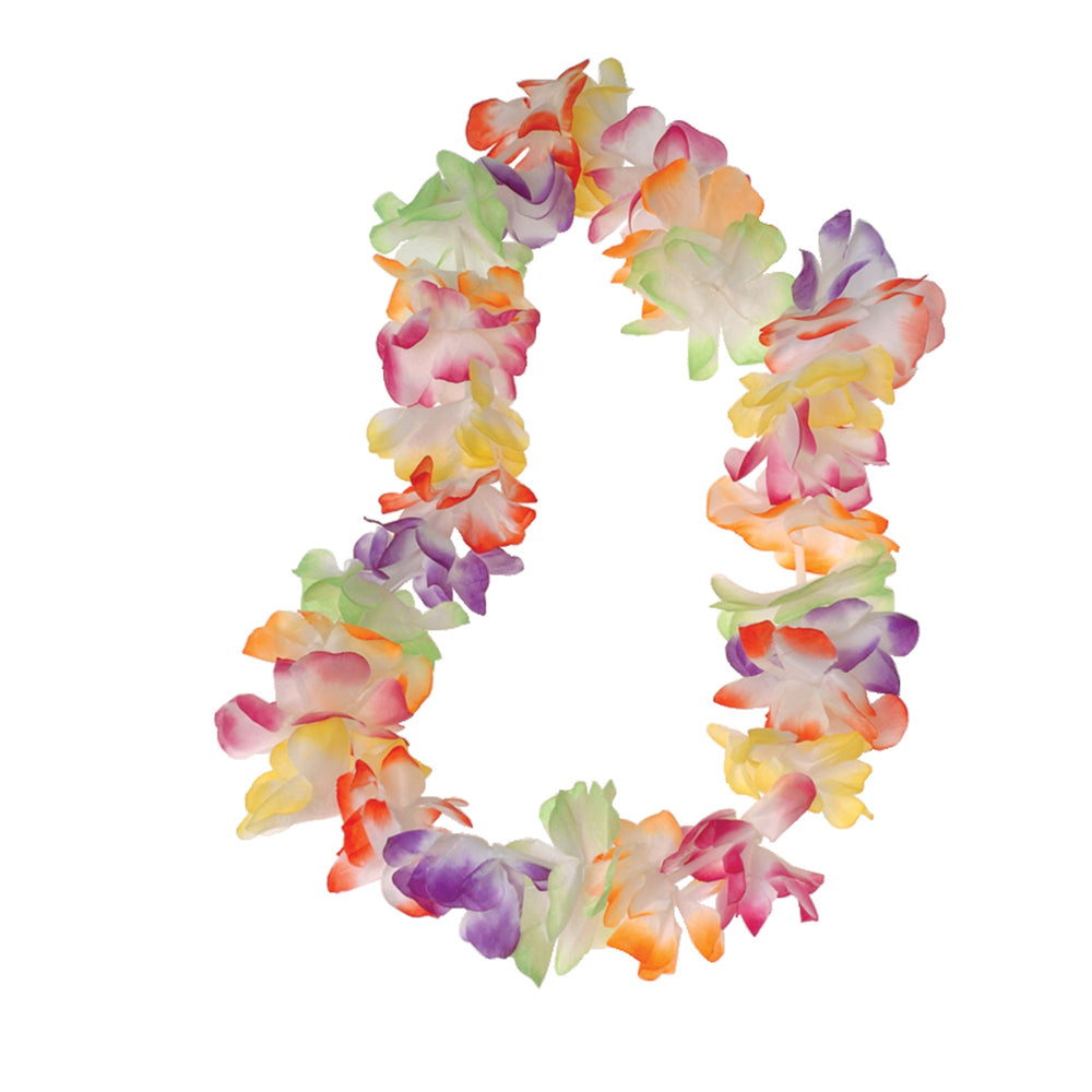 12 Pack Medium Petal Bright Color Luau Party Hawaiian 38 Fabric Leis Rainbow -E9-0134