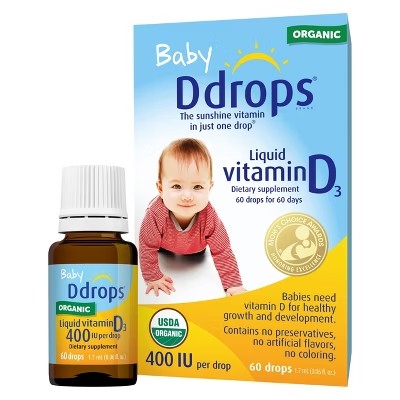 (Lot of 2) Ddrops Baby Vitamin D 400 IU Organic Liquid Drops - 0.06 fl oz - K9-0114