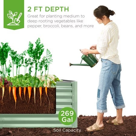 Best Choice Products 6x3x2ft Outdoor Metal Raised Garden Bed for Vegetables Flowers Herbs - Gun Metal - H2 - 1989