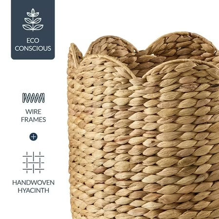 Best Choice Products Scalloped 3PC Water Hyacinth Nesting Baskets - Natural