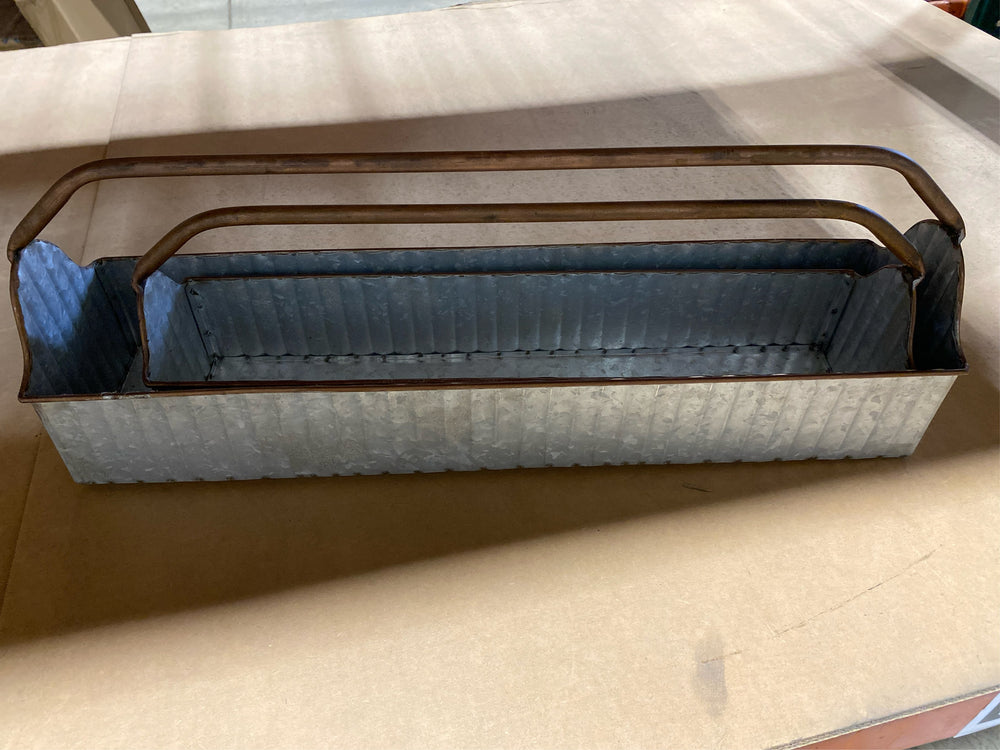 GANZ Indoor Planter Copper - Galvanized Metal Trough Planter Set- C5 - 1091