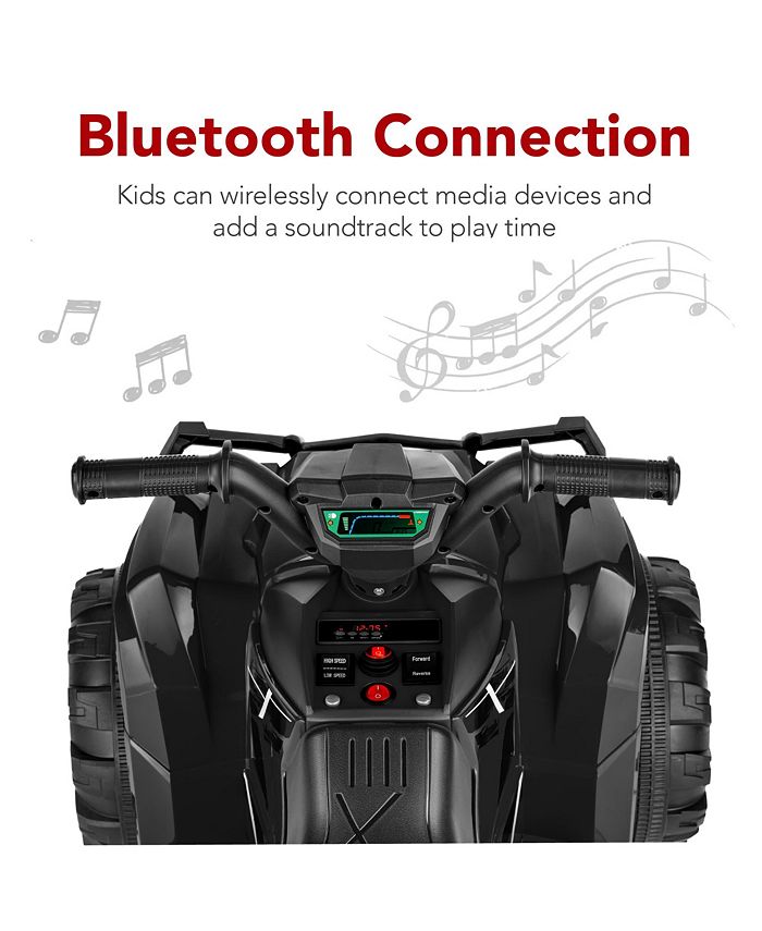Best Choice Products 12V Kids Ride-On ATV Quad w/ Bluetooth, 2.4mph Max, Treaded Tires, LED Lights, Radio - Black - NO SIZE - G9 - 1032