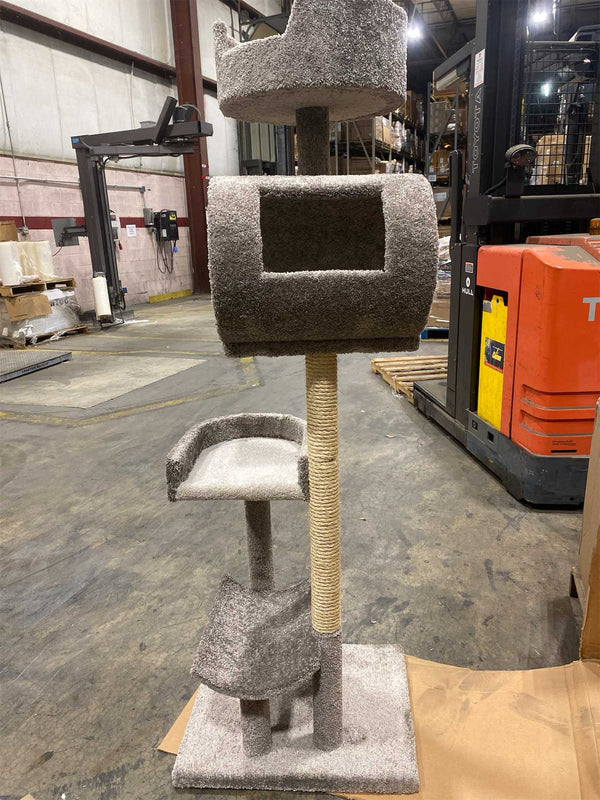 New Cat Condos 140003- Solid Wood Cat Climbing Tower Cat Tree, Gray - Already Assembled