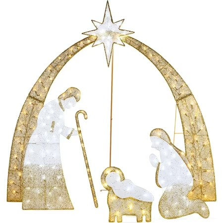 Best Choice Products 4.5ft Lighted 2D Christmas Nativity Scene Outdoor Yard Decor w/ 115 Twinkling LED Lights - E4 - 980