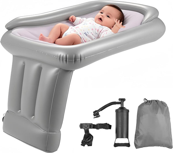 Inflatable Toddler Airplane Bed   Portable Travel Bed with Safety Bumpers, Soft Flocked Surface & Pump   Perfect for Plane, Car, Hotel & Camping 1824