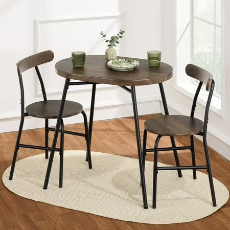 Best Choice Products 3-Piece Modern Oval Dining Table Set, Small Kitchen Dinette w/ 2 Chairs - Dark Brown/Black - D11 - 601