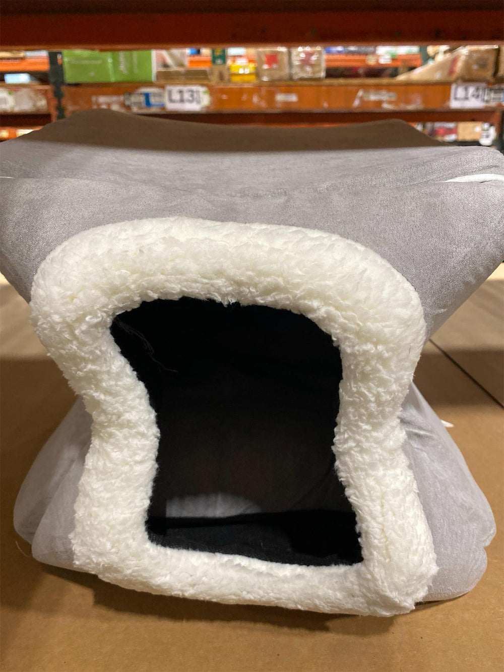 Cat House - Indoor Bed with Removable Foam Cushion - Cat Cave for Puppies, Rabbits, Guinea Pigs, and Other Small Animals by PETMAKER Grey - F14 - 228