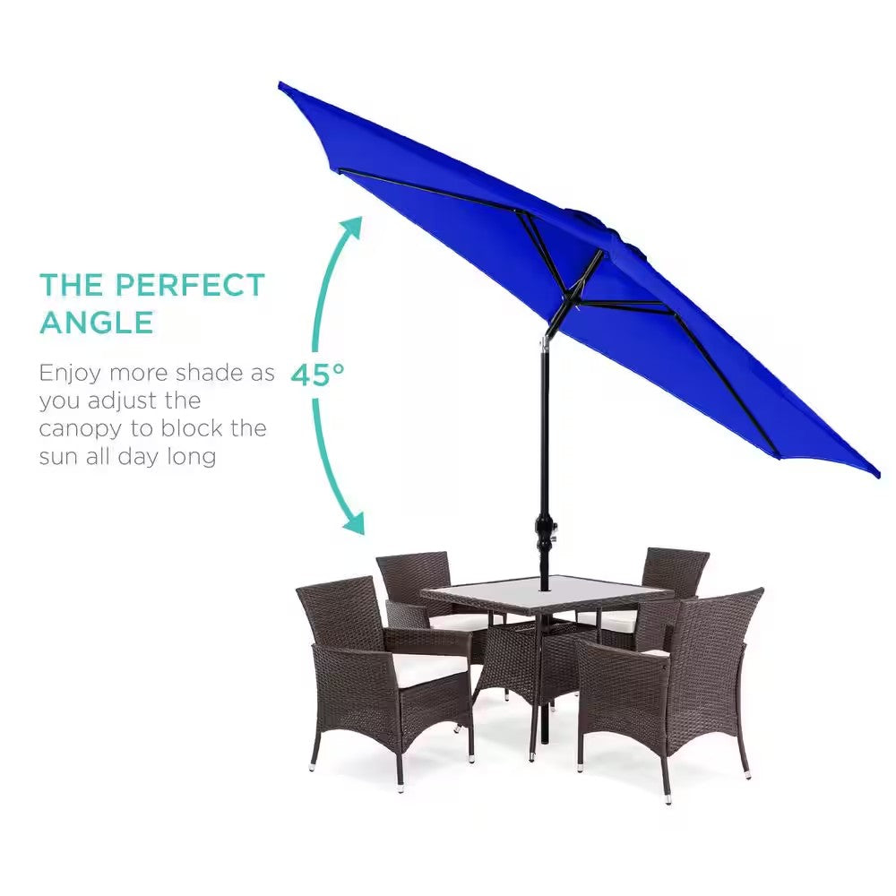 Resort Blue 10 ft. Steel Market Patio Umbrella with Crank and Tilt - B4 462