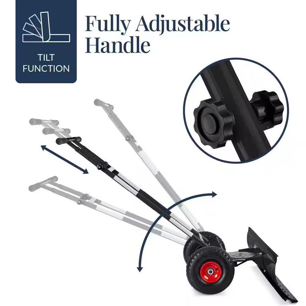 Best Choice Products 51in. Steel Handle Metal Blade Black Snow Pusher Shovel with Blade Angle, Reflective Tape and Adjustable Handle - F3 - 1598