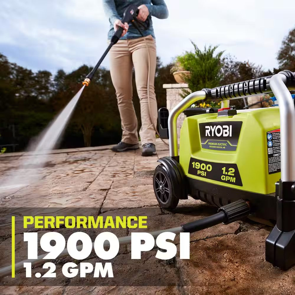 RYOBI 1900 PSI 1.2 GPM Cold Water Wheeled Corded Electric Pressure Washer 1677