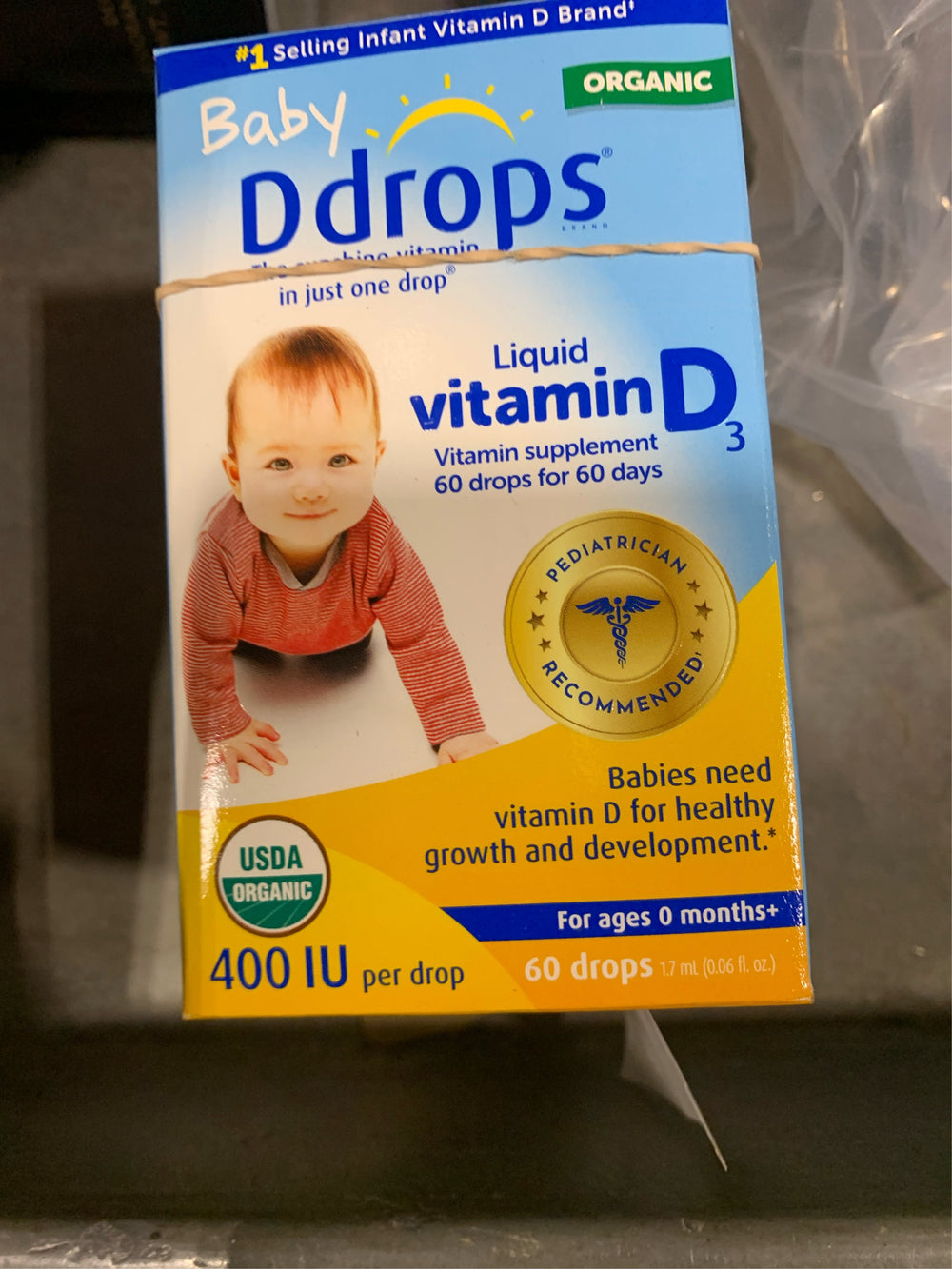 (Lot of 2) Ddrops Baby Vitamin D 400 IU Organic Liquid Drops - 0.06 fl oz - B7-0400 -B7-0403 -F6-0831 -B5-1088 -B5-1089
