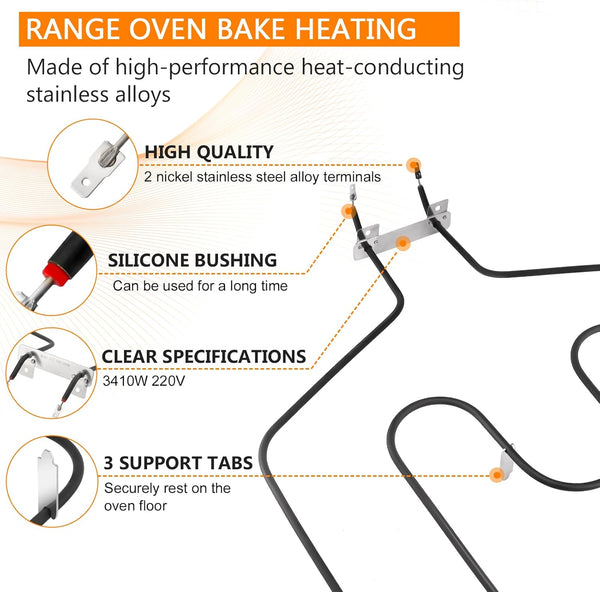 UPGRADED WB44T10011 Oven Range Stove Bake Element by Blutoget - Fit for General Electric Hotpoint Ken-more Ranges JBP78WB4WW JBP66WB4WW JBP78WB1WW JCBP80SK2SS WB44T10059 AP2030997 PS249286 EAP249286 1960