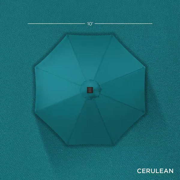 10 ft. Market Solar LED Lighted Tilt Patio Umbrella with UV-Resistant Fabric in Cerulean 1758