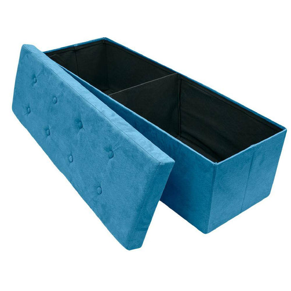 43 in. L x 15 in. W x 15 in. H Teal Collapsible Chest Fabric Bench Storage Box -C5-1058