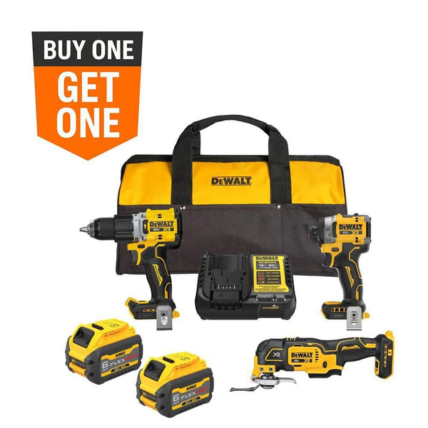 DEWALT 20V MAX Lithium-Ion Cordless 3-Tool Combo Kit with (2) FLEXVOLT 6.0 Ah Batteries and Charger L7 - Tested and Working