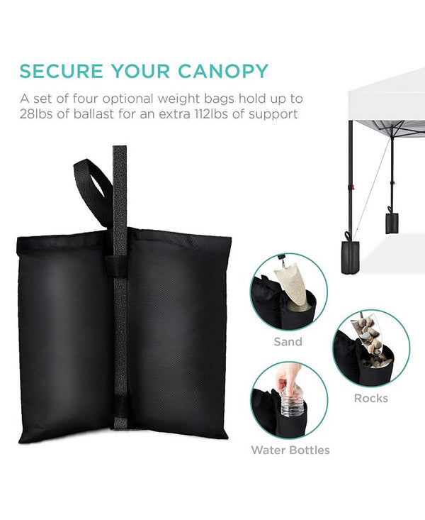 Best Choice Products 8x8ft Easy Setup Pop Up Canopy w/ 1-Button Setup, Wheeled Case, 4 Weight Bags - White -C2-1018