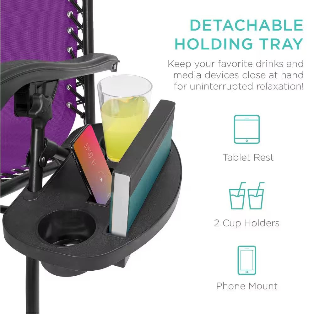 Best Choice Products Purple Metal Zero Gravity Reclining Lawn Chair with Cup Holders (2-Pack) - M9 - 1966