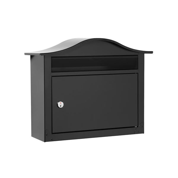 Architectural Mailboxes The Saratoga Galvanized Steel Wall Mount Black Locking Mailbox 1912
