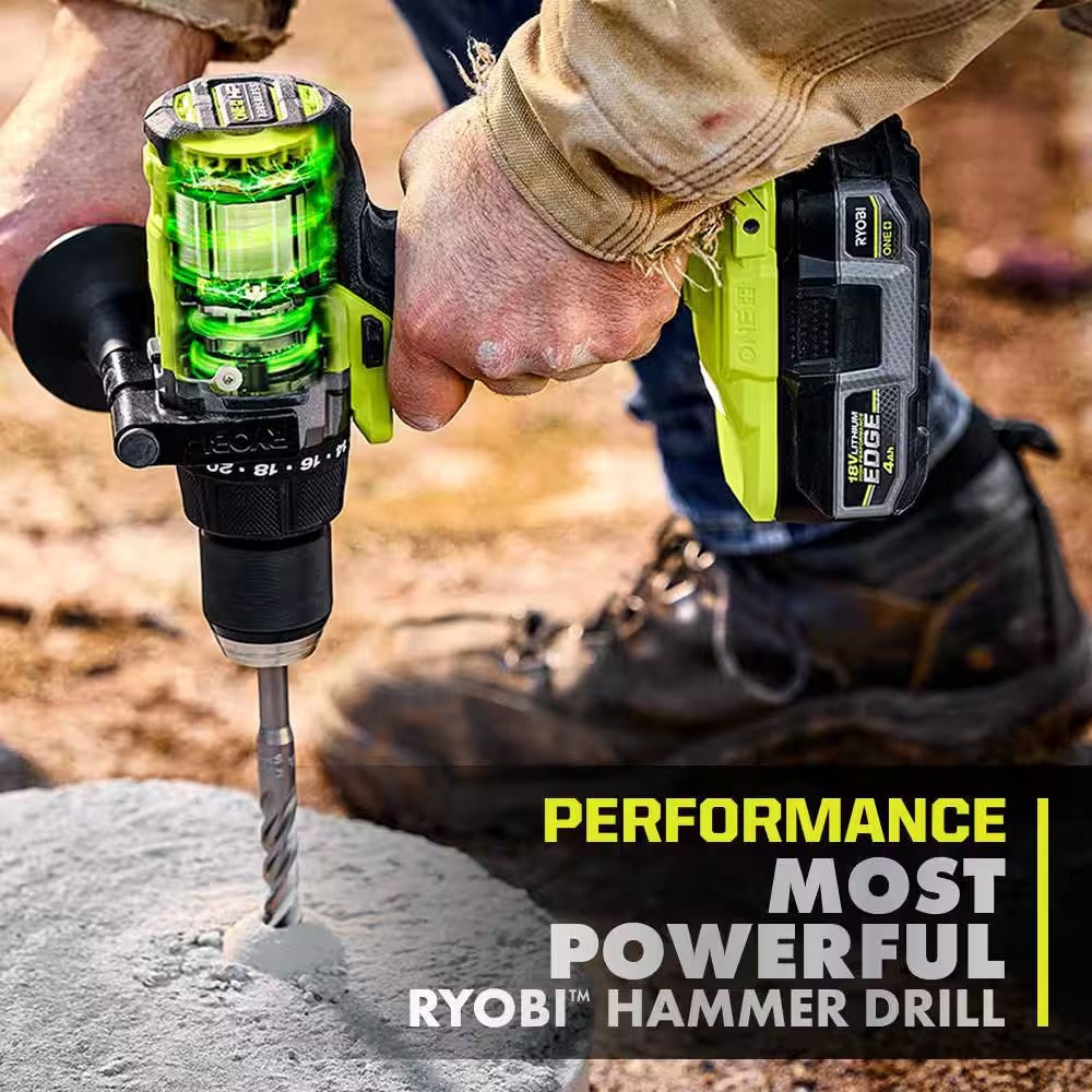 ONE+ HP 18V Brushless Cordless 1/2 in. Hammer Drill Kit 4.0 Ah HIGH PERFORMANCE Battery, Charger, and Bag 1670