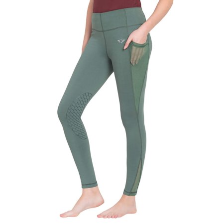 TuffRider Women Minerva Mesh Pocket EquiCool Tights Large Duck Green - G8 - 1884