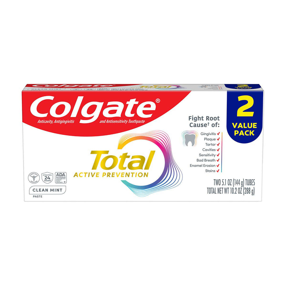 Colgate Total Active Prevention Clean Mint Toothpaste, 5.1 oz, 2 pk - F3 - 820