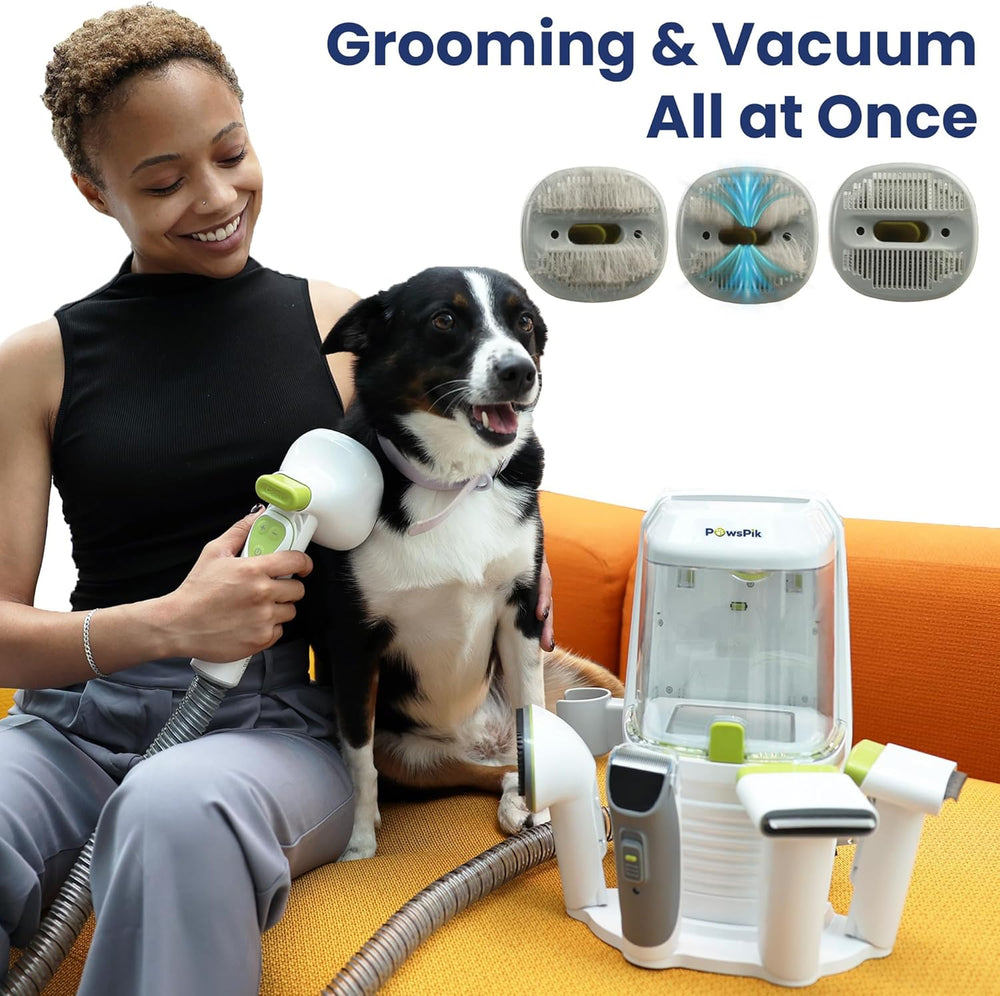 PAWSPIK Professional Dog Grooming Vacuum Kit, Dogs & Cats, Direct Handheld Control, 7 Grooming Tools, Deshedding and Dematting for Grooming, Large 2.2L Dust Bin, UL, HEPA Filter - F4 - 828