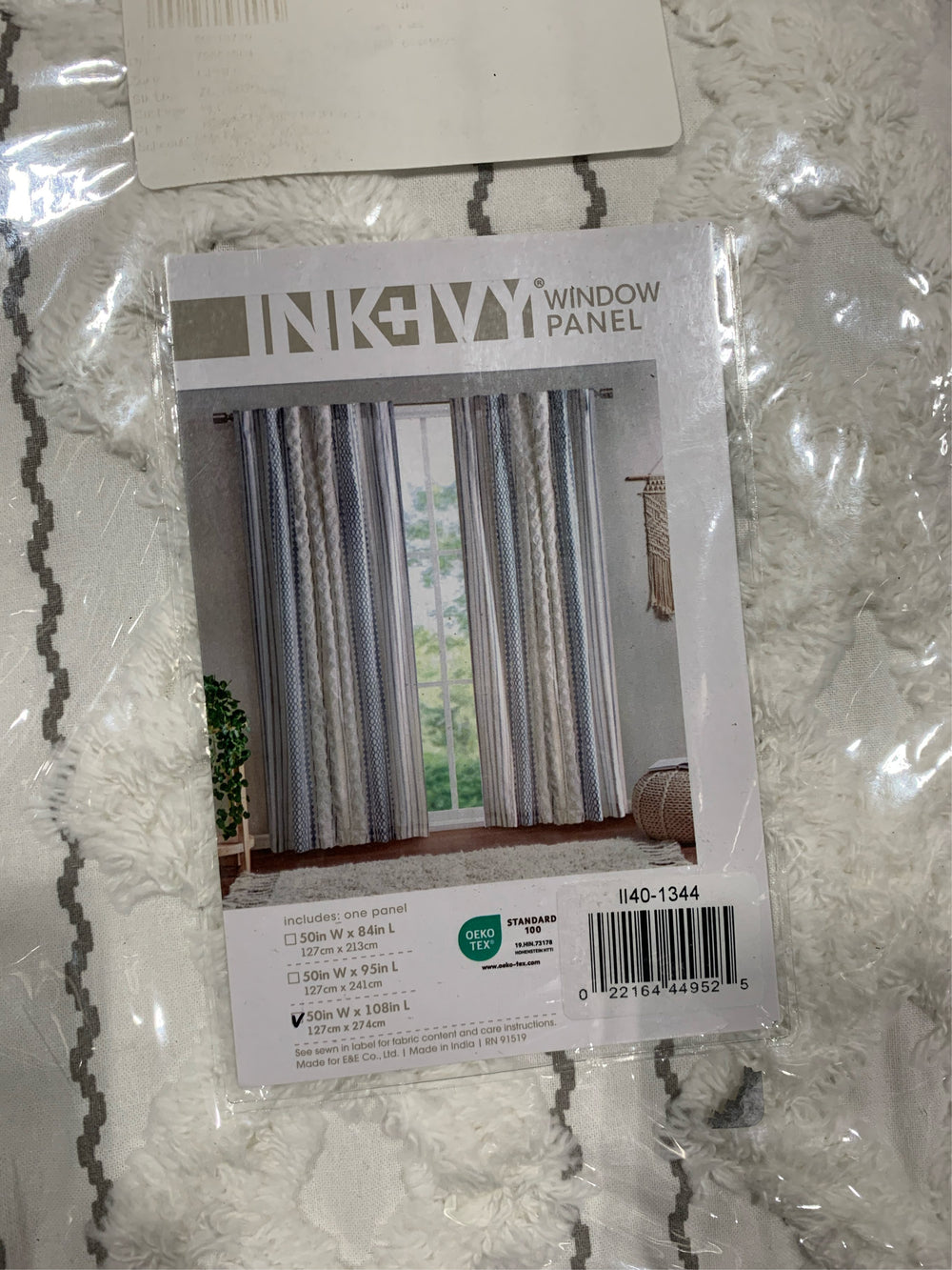INK+IVY Imani Cotton Printed Chenille Stripe And Lining Rod Pocket Back Tab Light-Filtering Single Curtain Panel -B11-1286
