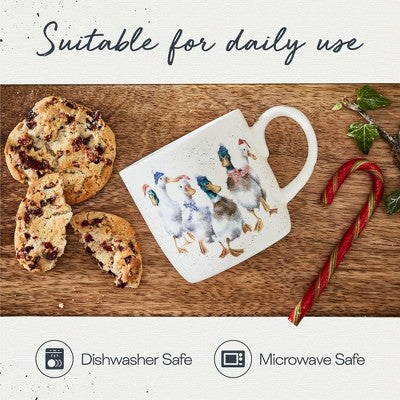 Royal Worcester 14 Oz Duck The Halls Christmas Mug with Duck Design - Fine Bone China Winter Holiday Coffee Mug, Microwave & Dishwasher Safe - C6 - 1568