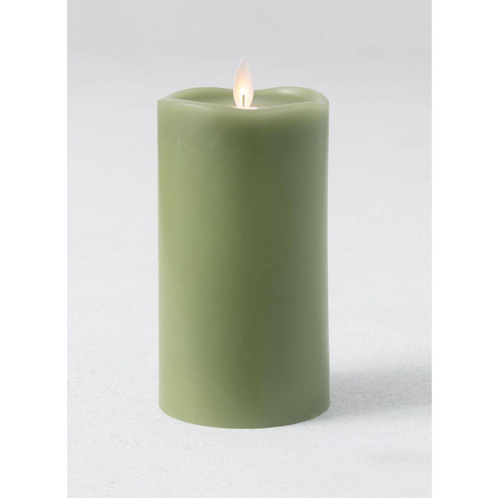 8 in. Green Wave Top Smooth LED Pillar Candle -K9-0110 -K9-0111
