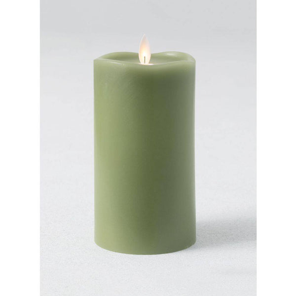 8 in. Green Wave Top Smooth LED Pillar Candle -K9-0110 -K9-0111