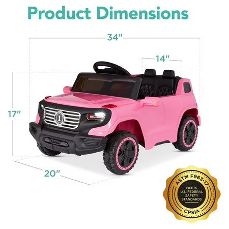 Best Choice Products 6V Kids Ride On Car Truck w/ Parent Control, 3 Speeds, LED Headlights, MP3 Player, Horn - Pink - H5 - 1636