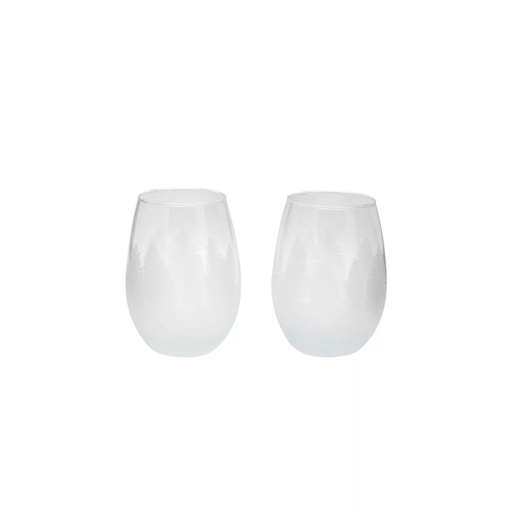 St. Nicholas Square  Woodland Stemless Wine Glasses Set of 2, Clear -B9-1229