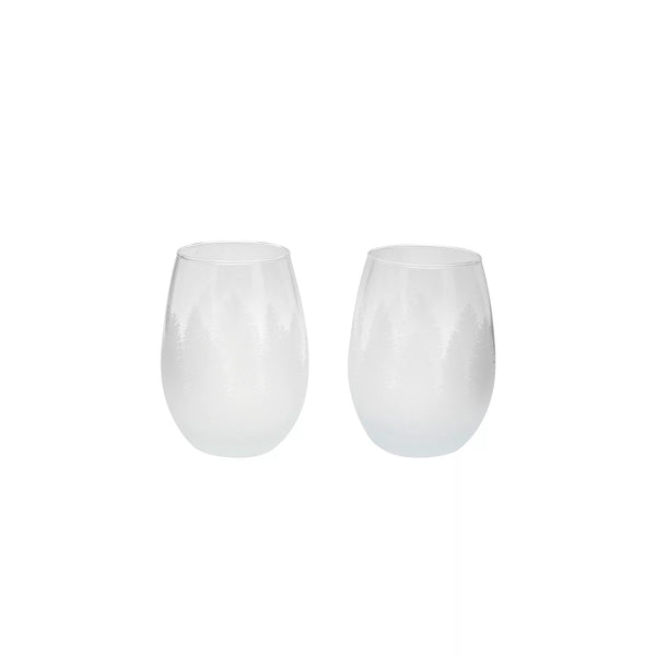 St. Nicholas Square  Woodland Stemless Wine Glasses Set of 2, Clear -B9-1229