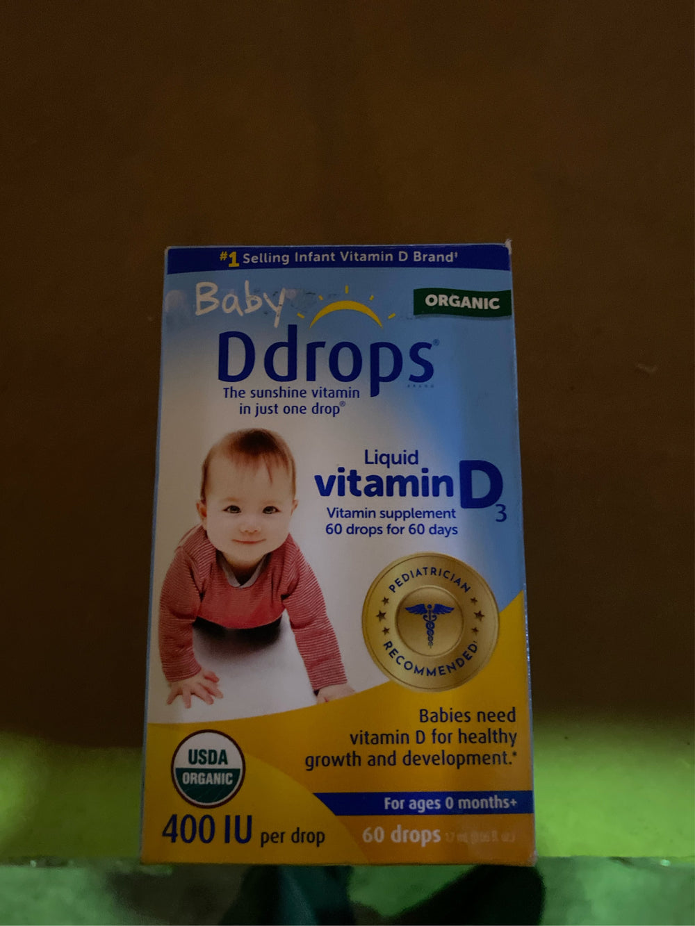 (Lot of 2) Ddrops Baby Vitamin D 400 IU Organic Liquid Drops - 0.06 fl oz - K9-1995