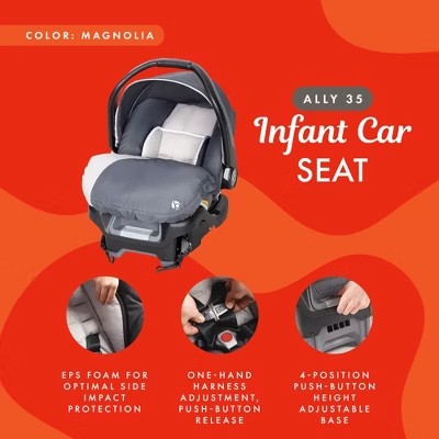 Baby Trend Ally Newborn Baby Infant Car Seat Travel System w/Cover,Gray Magnolia -G7-1831