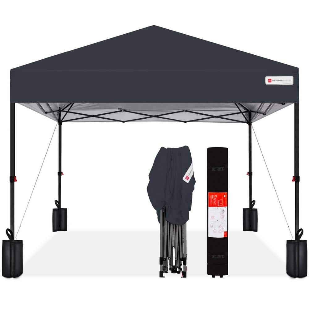 12 Ft. X 12 Ft. Gray Easy Setup Pop up Canopy Instant Portable Tent with 1-Button Push and Carry Case - B6 - 472