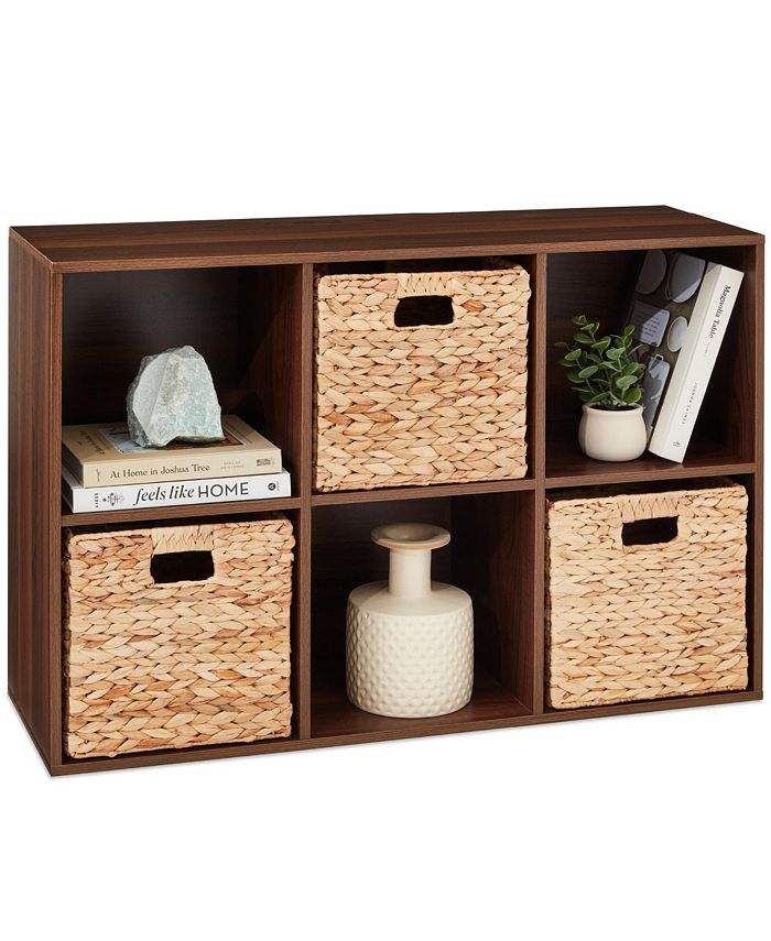 Best Choice Products 6-Cube Bookshelf, 11in Display Storage System, Organizer w/ Removable Back Panels - Brown 1257b