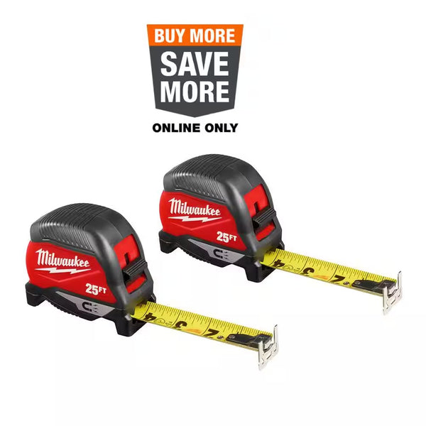25 ft. Compact Magnetic Tape Measure (2-Pack) L448 - Tested and Working