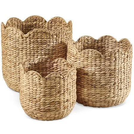Best Choice Products Scalloped 3PC Water Hyacinth Nesting Baskets - Natural -E5-1657