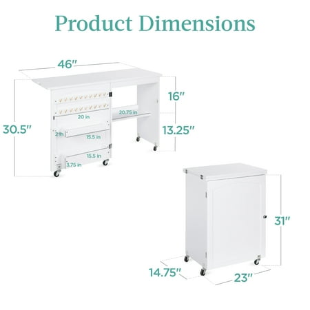 Best Choice Products Sewing Machine Table & Desk w/ Craft Storage and Trays - White - H6 - 1072