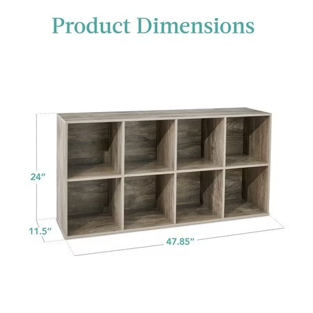 Best Choice Products 8-Cube Bookshelf, 11in Display Storage System, Organizer w/ Removable Back Panels - Greige - G3 - 1620
