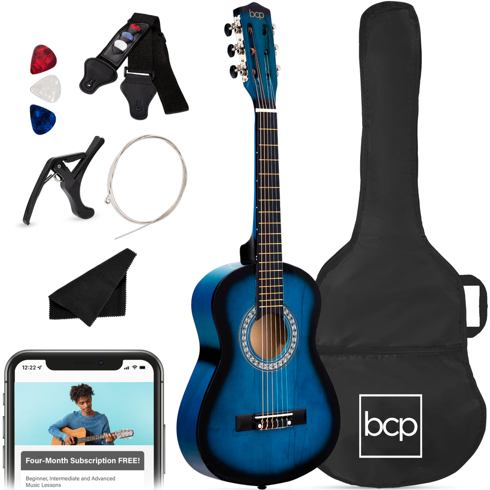 Best Choice Products Walmart Exclusive 38in Beginner Acoustic Guitar Starter Kit w/ Gig Bag, Strap, Extra Strings - Walmart Blue - A7 - 1453
