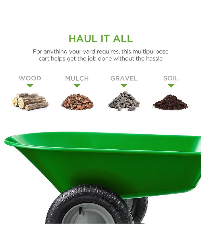Best Choice Products Dual-Wheel Home Wheelbarrow Yard Garden Cart for Lawn, Construction - Green - NO SIZE - M4 - 1951