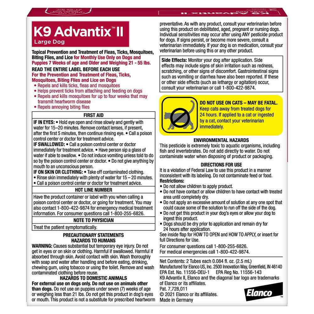 Elanco K9 Advantix II Liquid Flea and Tick Treatment (Pet Size: Large) - B13 - 1308