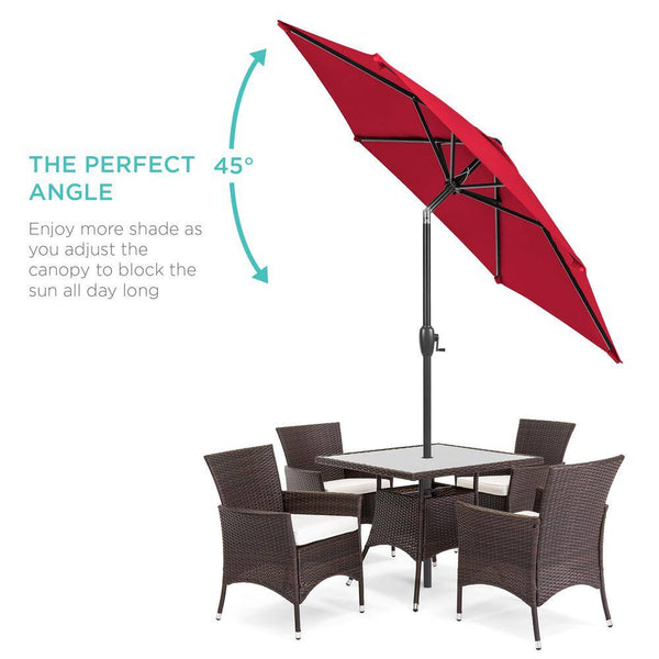Red 7.5 ft. Outdoor Market Patio Umbrella with Crank and Tilt - L10 - 1915